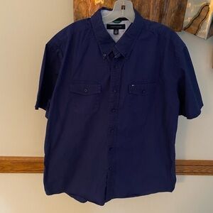 Tommy Hilfiger Navy Blue Short Sleeve Button up Size XL